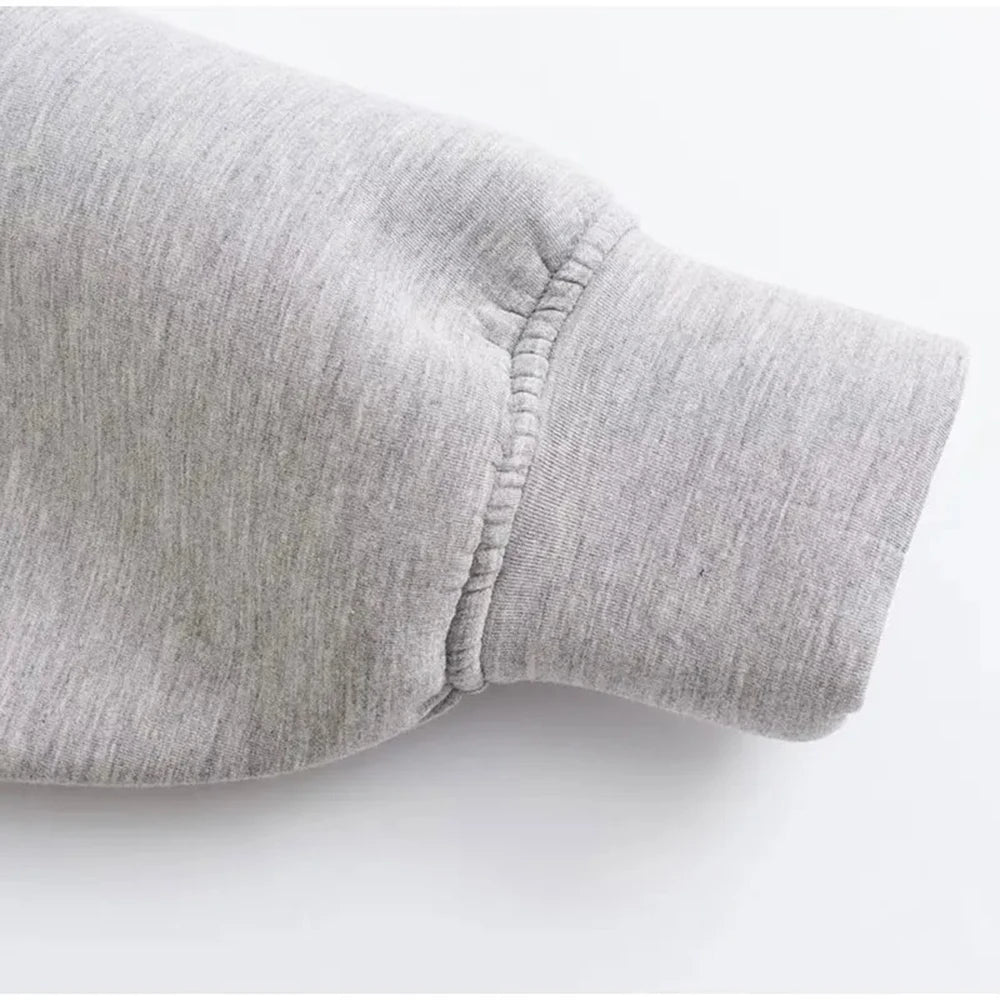 Women's Fashion Warm Hooded Jacket Fall and Winter Gray Long Sleeve Pocket Zipper Jacket Commuter Casual Women Jacket