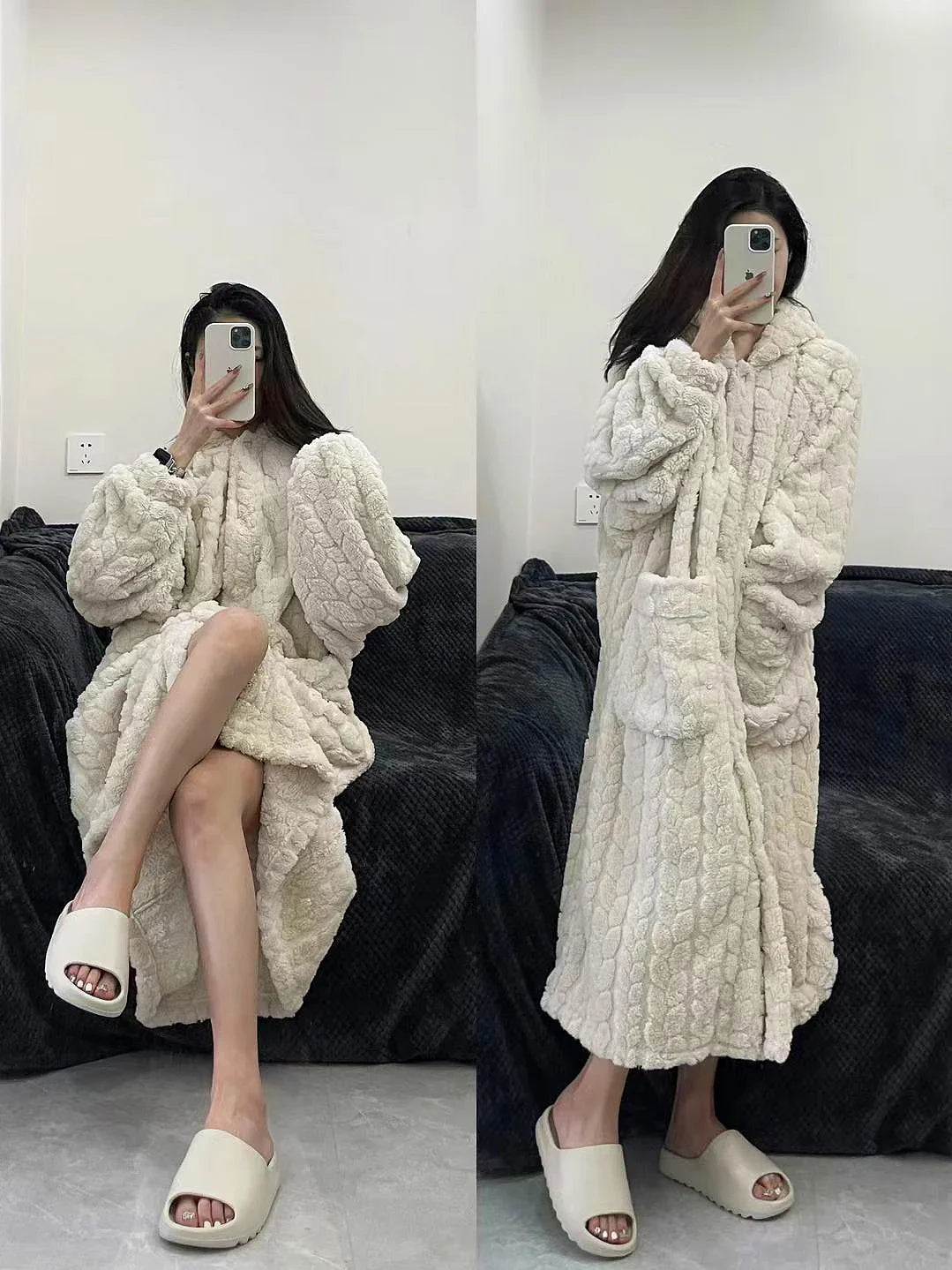 2025 Winter Robe For Women Sweet Elegant Jacquard Fashion Homewear Sleepwear Loungewear Christmas Night Warm Comfy Long Bathrobe
