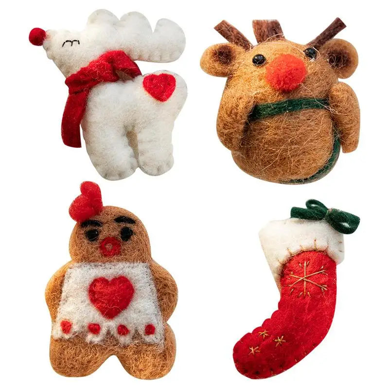 Christmas Felt Deer Pendant Xmas Tree Decorative Hanging Gingerbread Man Elk Decor 2024 Christmas Party Crafts Ornaments