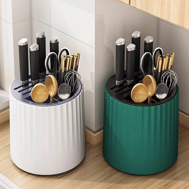Kitchen Rotating Knife Frame Storage Rack Multi Functional Household Chopsticks Knives and Tableware Placement Rack