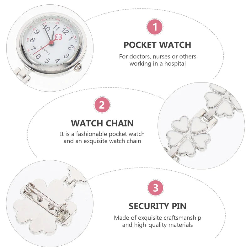 Nurse Watch- Womens Nurse Clip on Watch Nurse Fob Watch Nursing Pin Clip Watch Nurse Fob Watch ( White )
