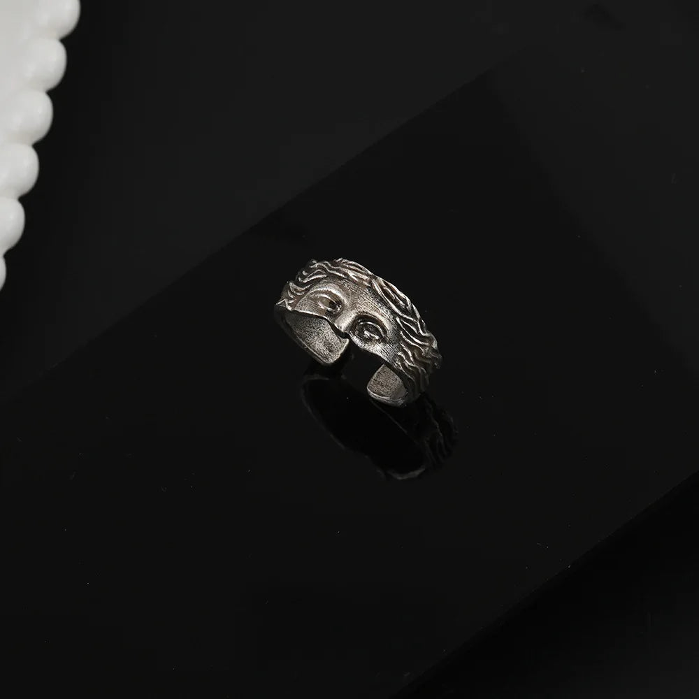Retro Half Face Venus Ring For Men Women Greek Mythology Vintage Punk Gothic Art Open Ring Unisex Accessories Designer Jewelry
