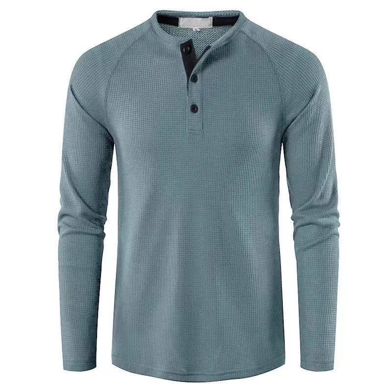 New Men's T-Shirts For Autumn And Winter Solid-Color Long-Sleeved Undershirts For European And American Men Henry Shirts For Men