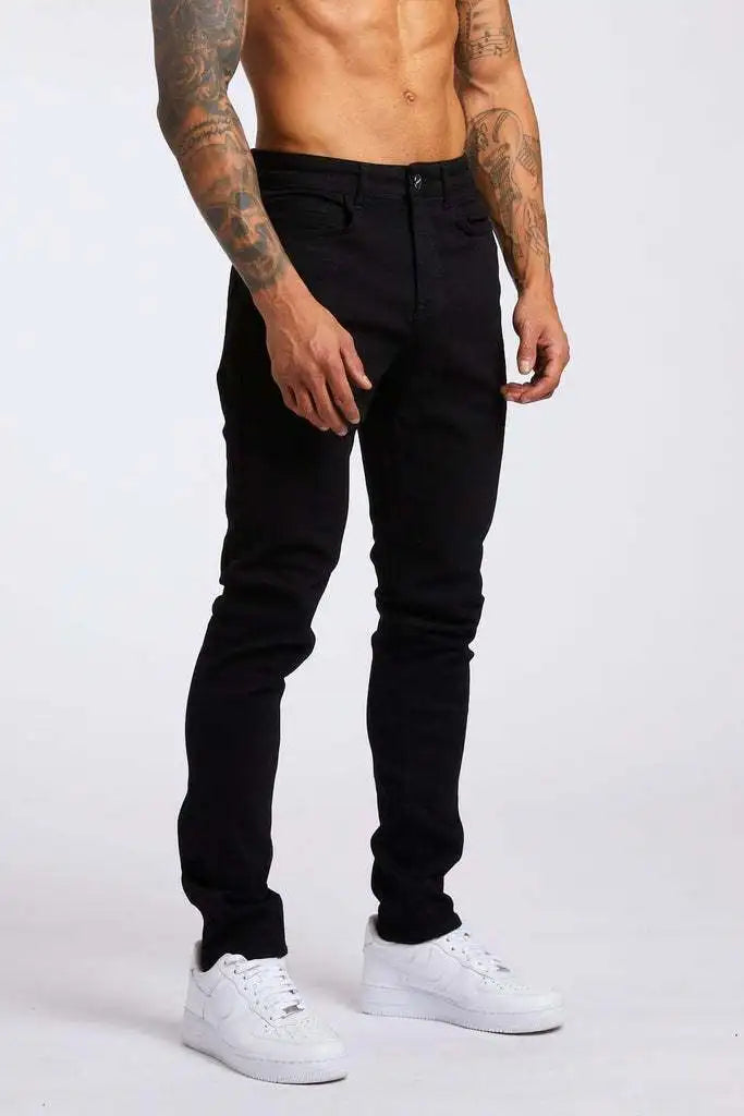 2025 New style denim men's pants, Instagram trend, black slim-fit high-waisted denim jeans for men