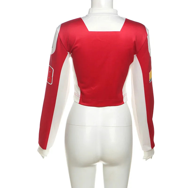 Women Fashion Hipster Pu Leather Jacket Y2K Letter Printed Hipster Motorcycle Jackets Spring Autumn Single-Breasted Casual Coat