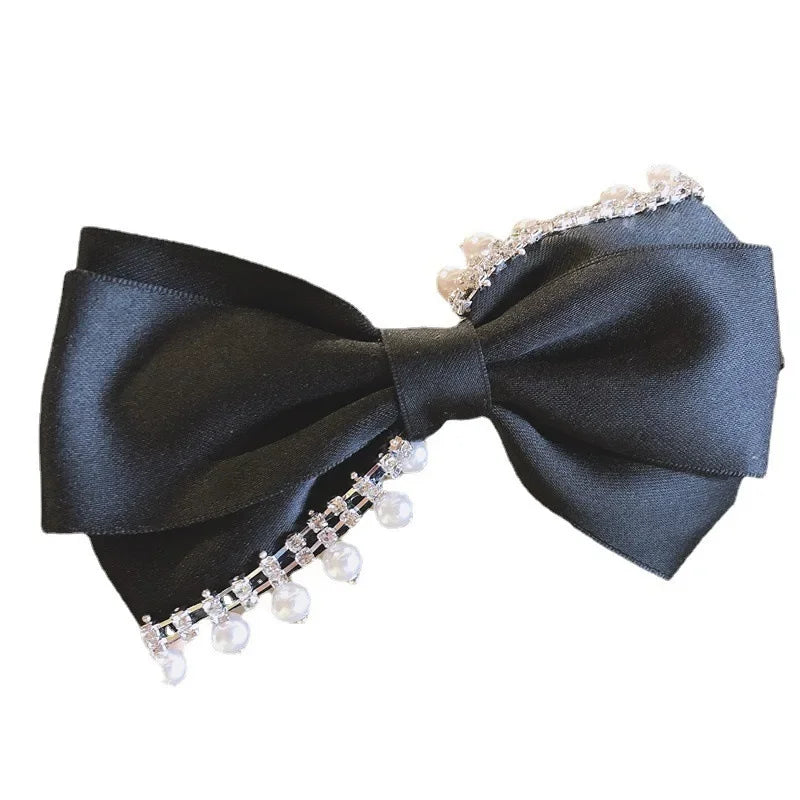 Korean Hair Accessories Fashion Women  Clip with Chain Tassel Pearl and Bow  Spring Barrette  Rhinestone  Pin