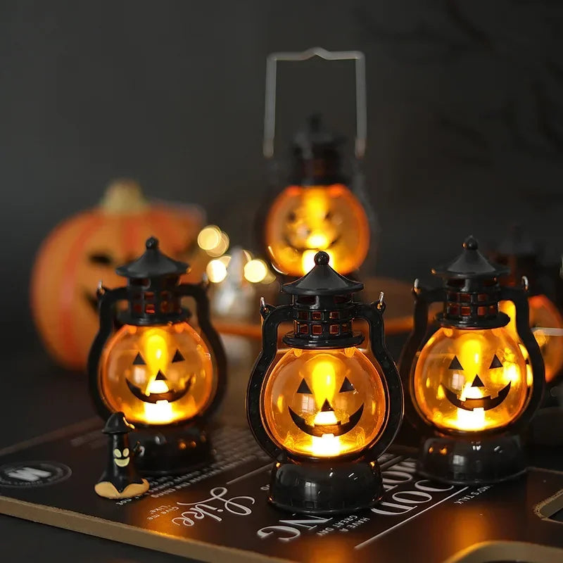 Halloween LED Pumpkin Lantern Decoration, Halloween Party Retro Lamp, Horror Ghost Festival Bar Haunted House Haloween Ornament