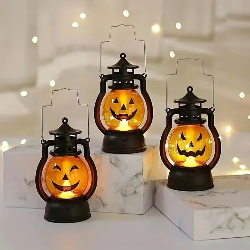 Halloween LED Pumpkin Lantern Decoration, Halloween Party Retro Lamp, Horror Ghost Festival Bar Haunted House Haloween Ornament