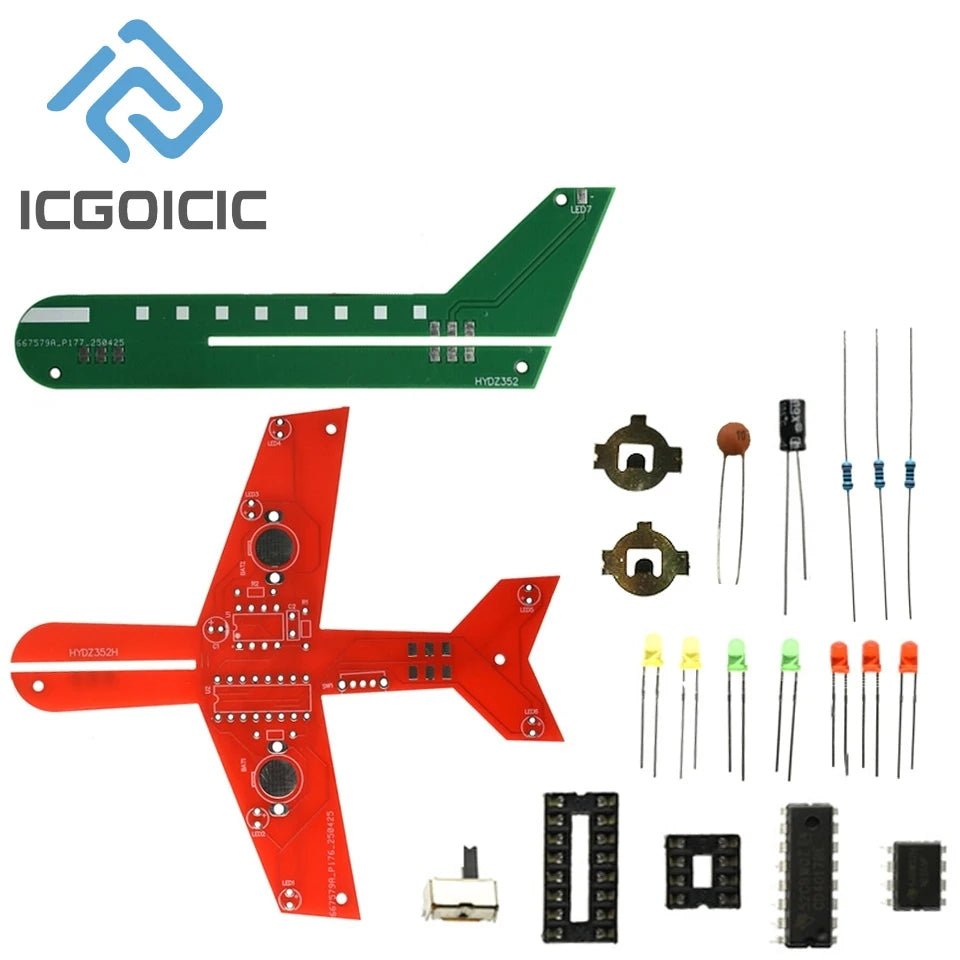 Electronic small aircraft flash circuit making kit LED flow lights DIY welding exercises experimental circuit board parts