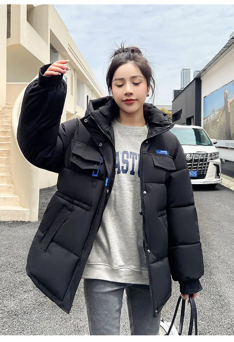 New Winter Women Down Cotton Jackets Casual Oversized Parkas Thick Warm Hooded Pattern Coats Female Winter Outwear Sports Parkas