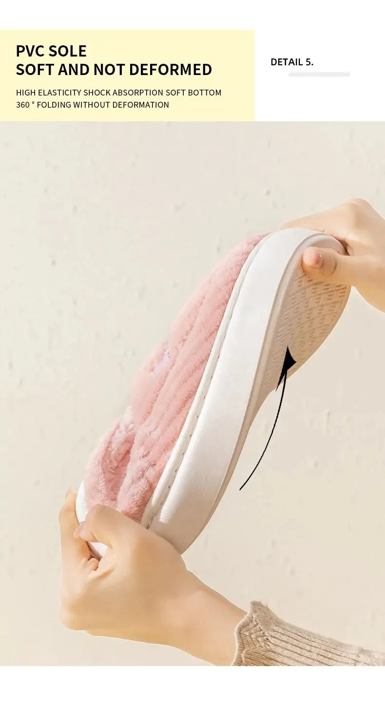 New warm cotton slippers for women's winter indoor wool slippers with thick soles and non-slip winter styles for home use.