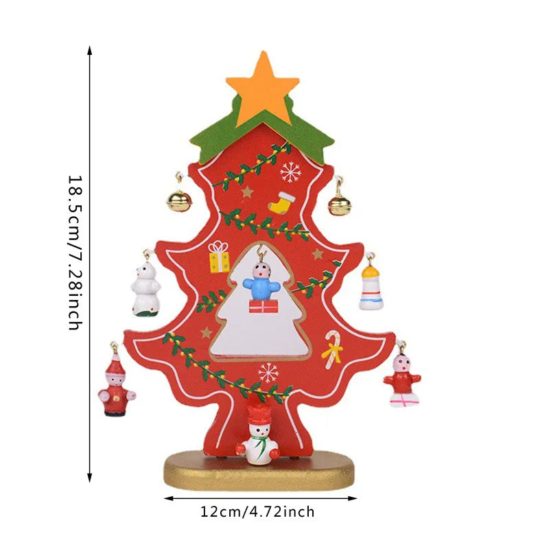 Christmas Decorations Wooden Christmas Tree Creative Scene Layout Ornaments Three-dimensional Red Xmas Table Desktop Decoration