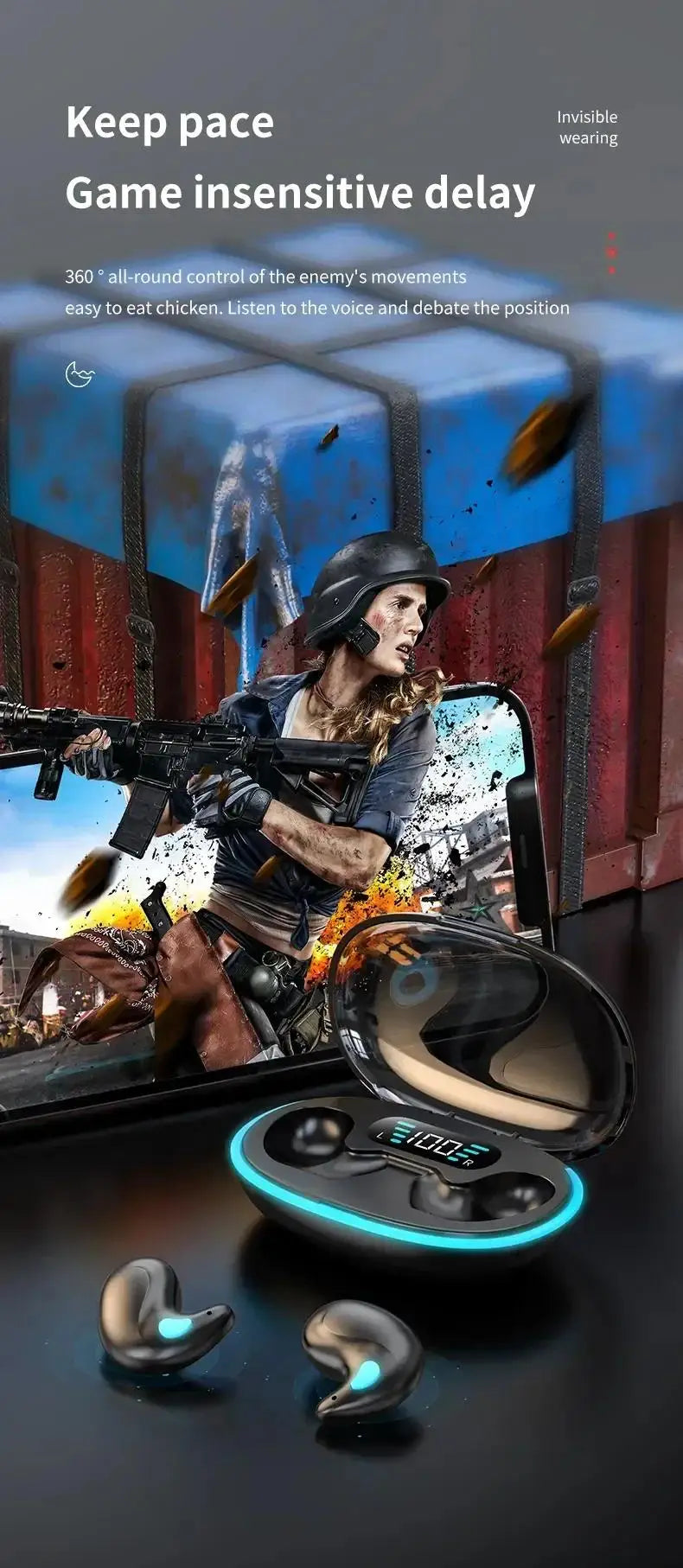 X55 earphone wireless earphone headphones noise reduction sport game sleep Bluetooth 5.0 earbuds HiFi stereo music headset