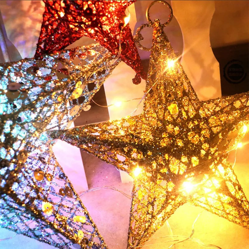 Christmas Tree Top Star Retro Traditional Star Decoration Diy Christmas Tree Top Decoration Durable Led String Lights Home Decor