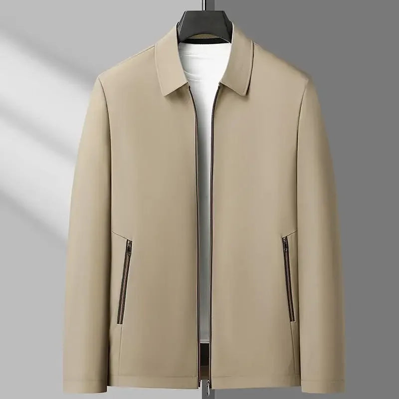 Men's Jacket Coat High Quality Outwear Casual Waterproof Jackets Spring Autumn Solid Color Stand Up Collar Business Casual Top