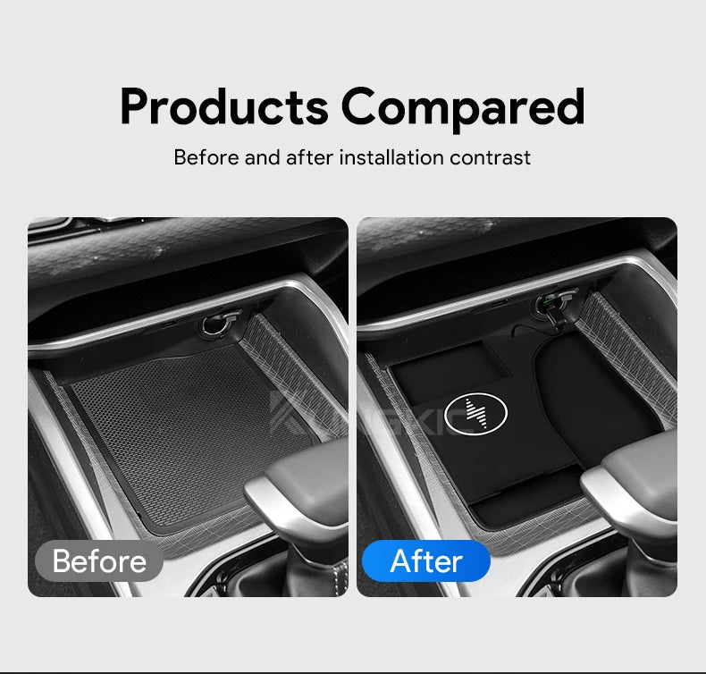 Car Wireless Charger Pad Stable Fast Charging For Geely Emgrand 2022-2025 Center Console Storage Box Trim Decoration Accessories