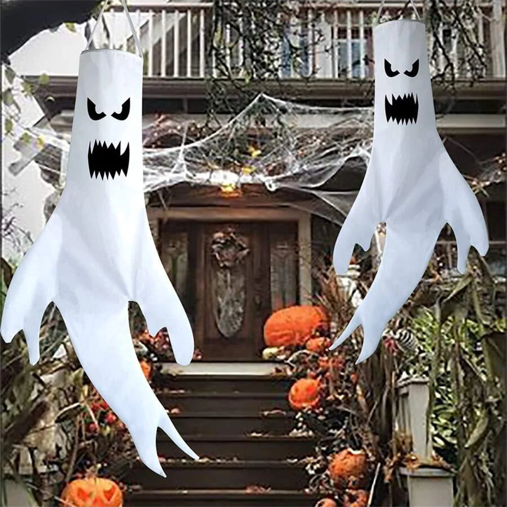 Halloween Ghost Hanging Decorations, Indoor Outdoor Yard Flags Party Supplies, Spooky Home Decoration Accessories