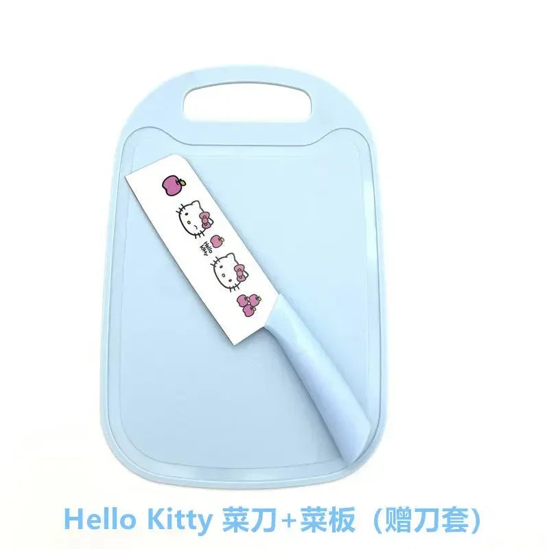 Sanrio  animation peripheral cartoon Kawaii Hello kitty anti-rust kitchen knife cutting board set creative fruit knife wholesale
