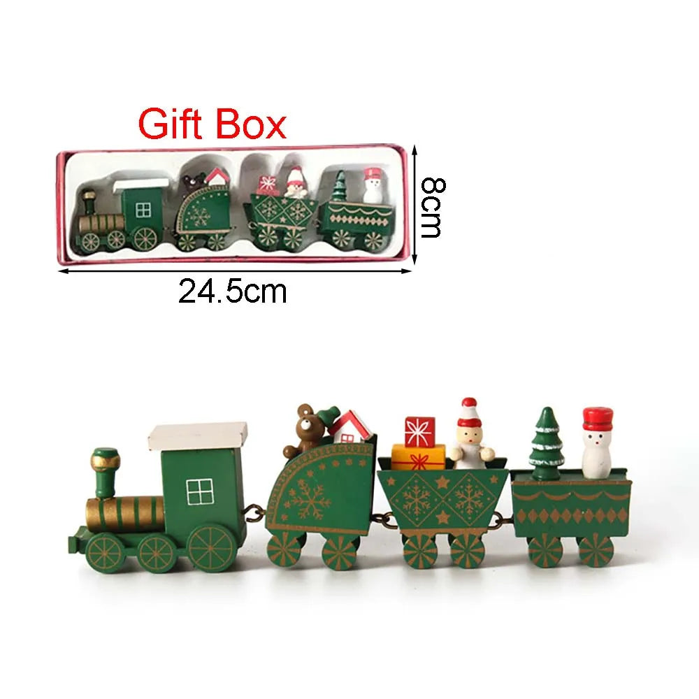 Christmas Decorations, Wooden Four-festival Mini Train, Children's Holiday Gifts, Window Display Table Ornaments Navidad