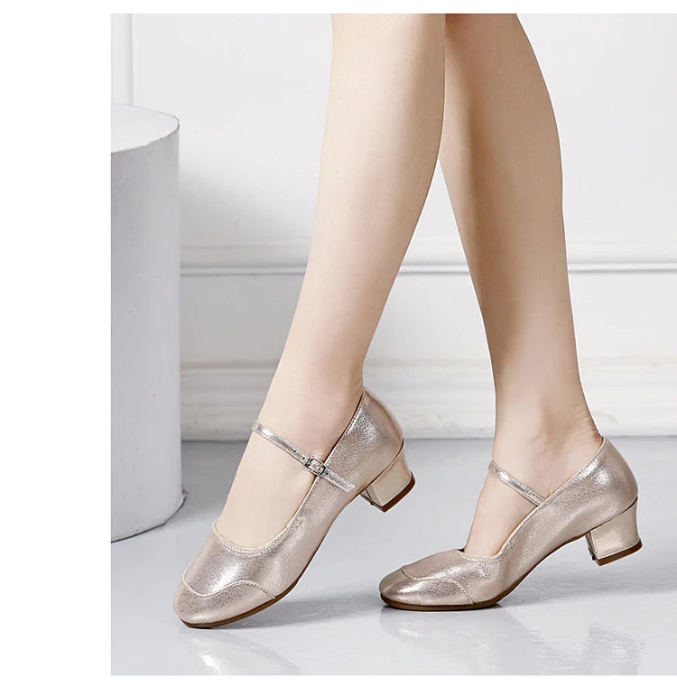 Dance Shoes for Woman Girls Ladies Latin Ballroom Modern Salsa Practise Dancing Shoes Closed Toe Square Dance Soft Rubber Sole
