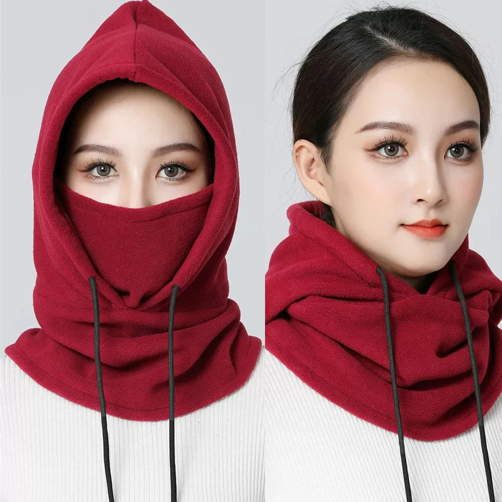 Winter Thermal Fleece Hat Hooded Outdoor Windproof Cold Warm Skiing Sport Men Women Neck Warmer Cycling Face Mask Masked Caps