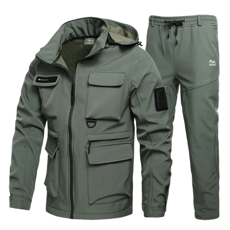 Hiking Jacket Uniform Wool Work Suit Winter Men's Waterproof Jacket Trousers Work Protective Clothing Warm Camouflage Outdoor