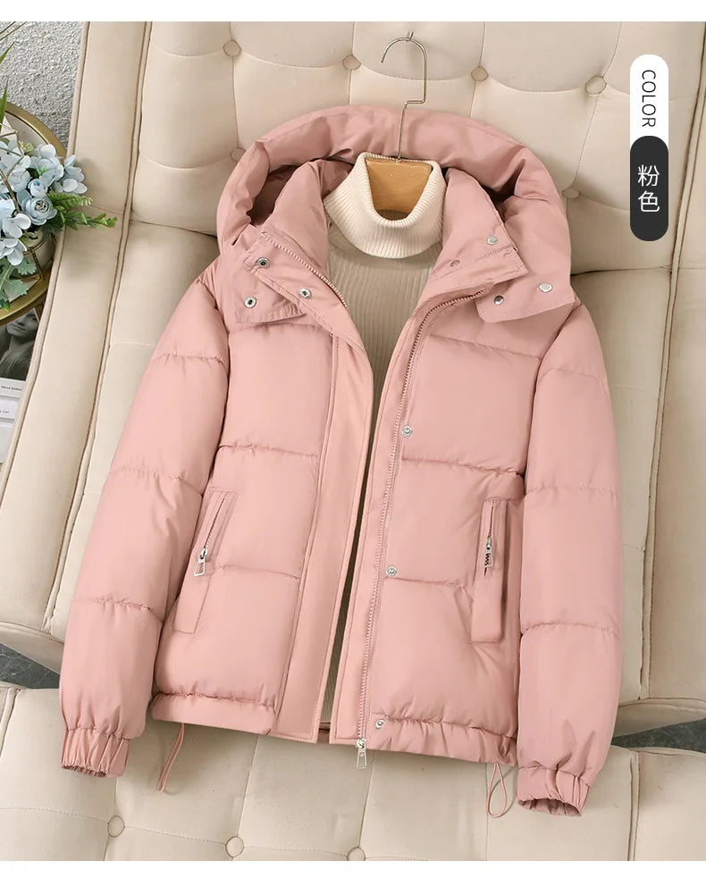 Women Autumn Winter Short Down Jacket 2025 New Plus Size Loose Cotton Padded Jacket Women Hooded Warm Casual Jacket Women Parkas