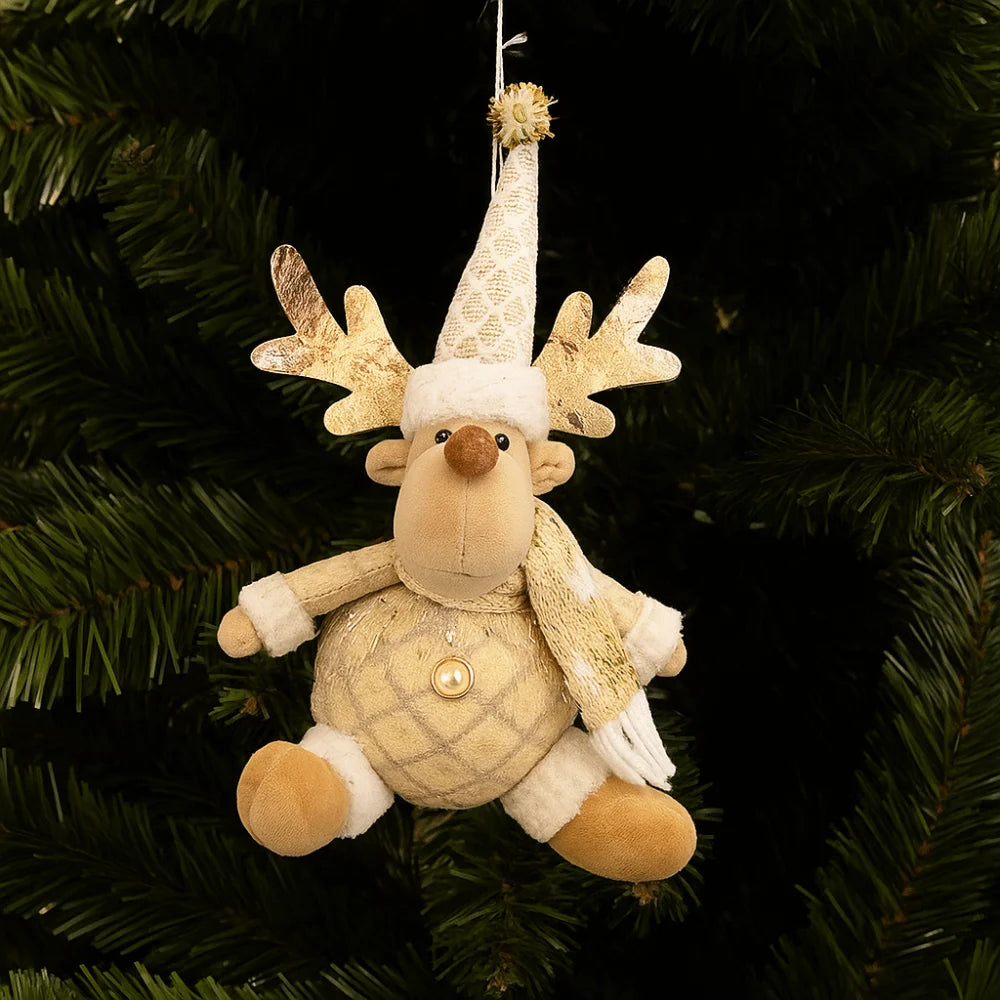 Cute Christmas Tree Pendant Figurine Ornament Elderly Christmas Doll Ornament Snowman Elk Santa Pendant Decor New Year