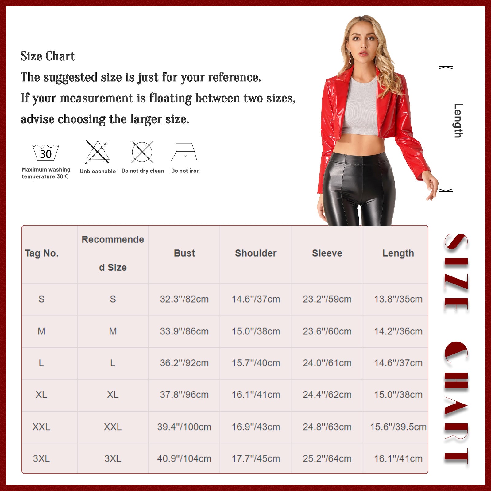 Womens Fashion Black Red Motorcycle Jacket Wet Look Music Festival Clubwear Long Sleeve Patent Leather Lapel Cropped Coat