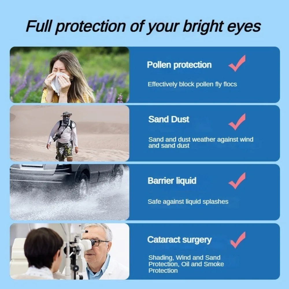 3PCS Safety Goggles Eye Protection Anti-fog Wind Dust Sand Glasses Pollen-proof Anti Blue Light Eyewear