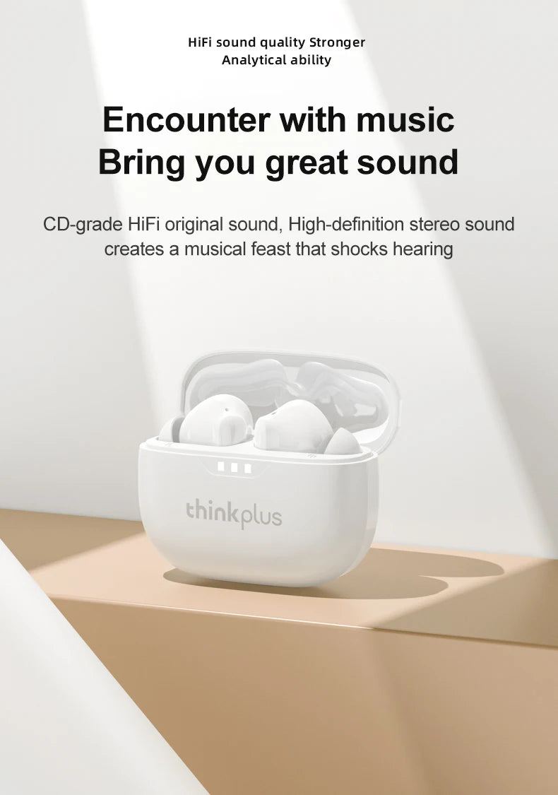 100% Original Lenovo Headphones Wireless Bluetooth 5.2 Earbuds HiFi Stereo Noise Reduction Headphones Touch Control 250mAH New