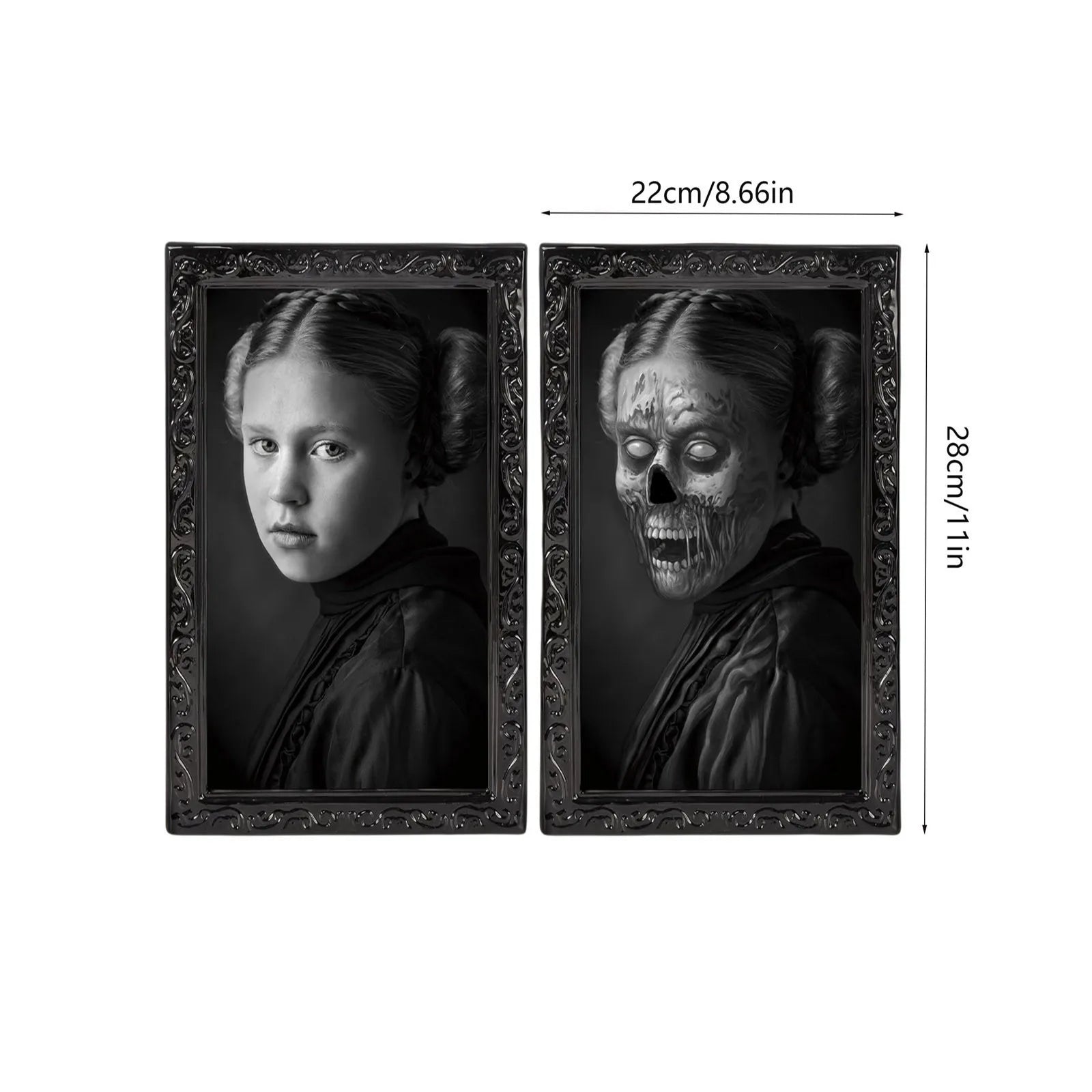 Halloween Scary Wall Decor 3D Changing Face Moving Picture Frames Portrait Gothic Horror Poster Mansion Decoration Party Supply