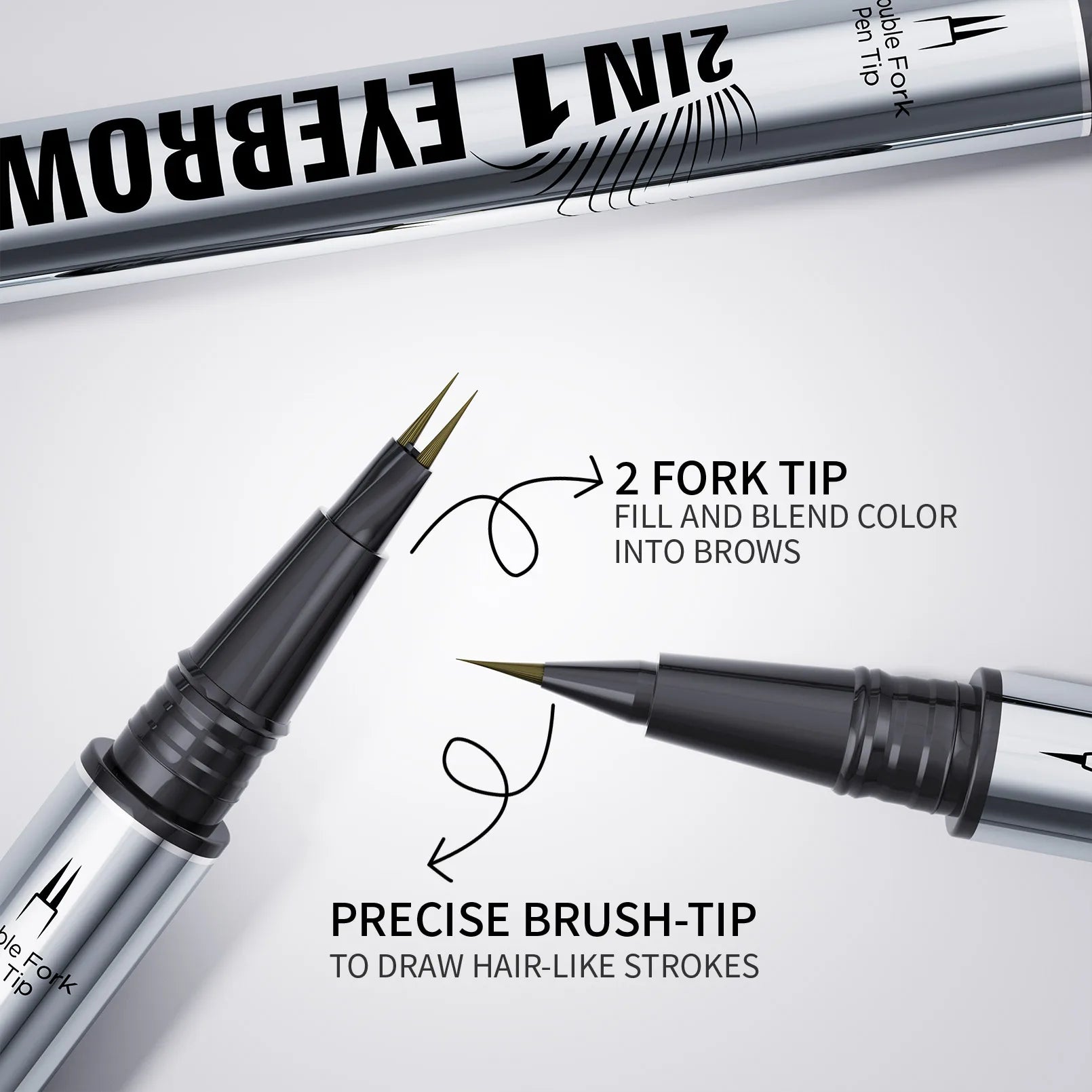 Two-pronged Eyebrow Pencil Waterproof Two-in-one Liquid Eyebrow Pencil Curved Eyebrow Pen With Fork And Precise Brush Tip Makeup
