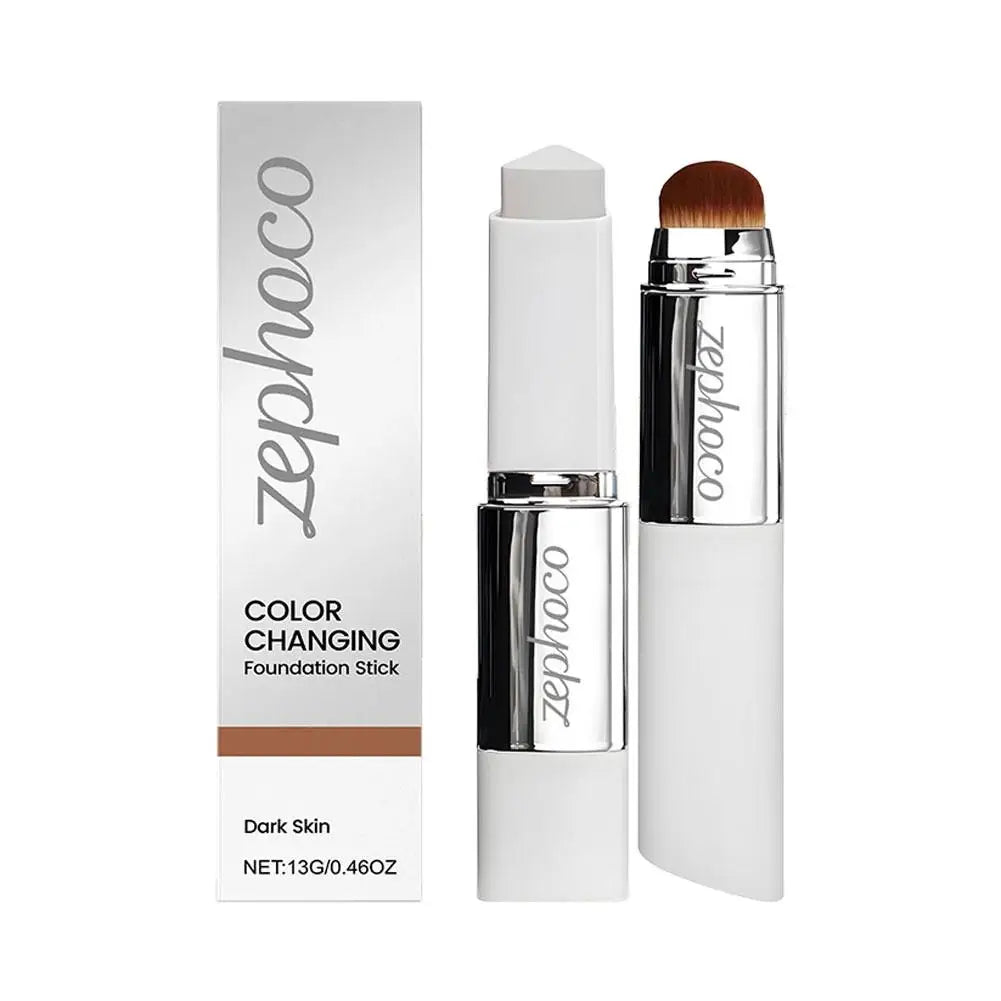 2-in-1 Color Changing Foundation Make-up Stick Double-head Concealer Stick With Brush Brightening Matt Light Foundation Makeup