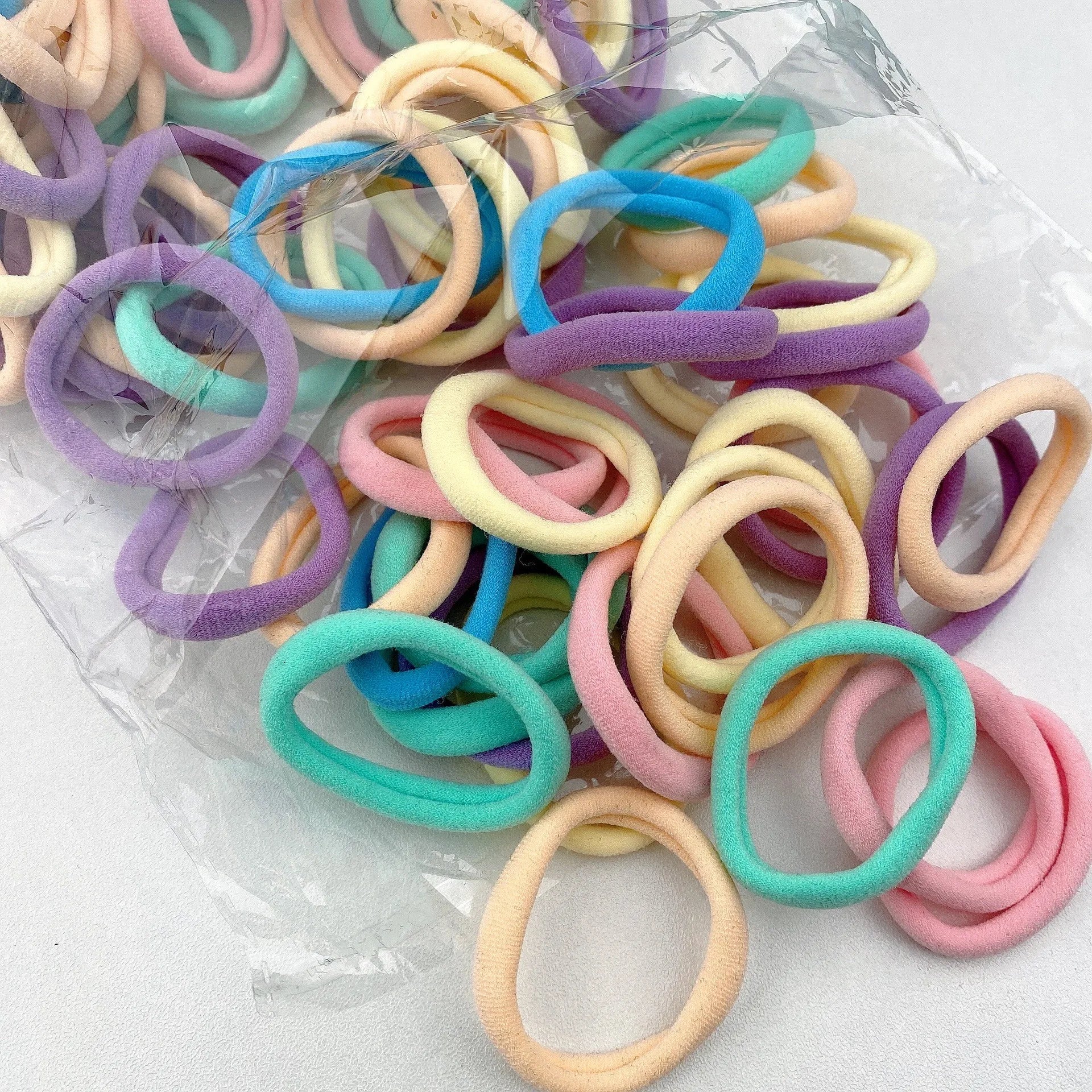 New 50PCS/Set Women Girls Candy Colors Nylon Basic Scrunchie Hair Tie Ponytail Hold Hair Rubber Bands Fashion Hair Accessories