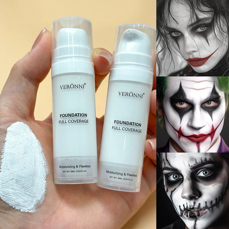 Professional White Face Foundation Matte Light White Blending Pure White Brightening Makeup For Cosplay Gothic Makeup Found
