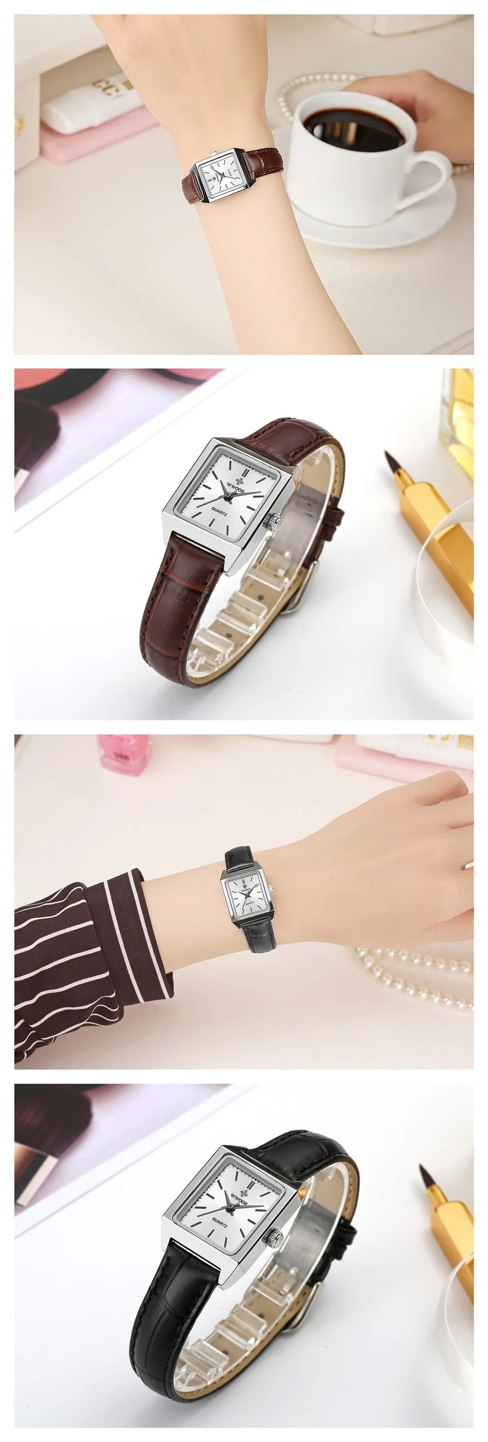 Fashion Top Brand Wwoor Womens Watches Black Small Square Wristwatch Woman Dress Bracelet Watch For Women Gift Xfcs Montre Femme