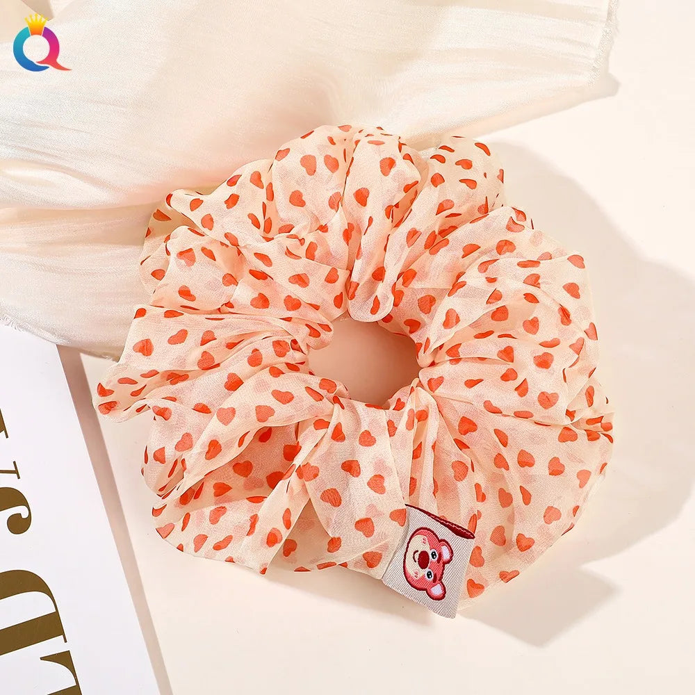 2023 New Large Chiffon Printed Scrunchie Women Girls Elastic Hair Rubber Bands Accessories Tie Hair Ring Rope Headdress Headwear