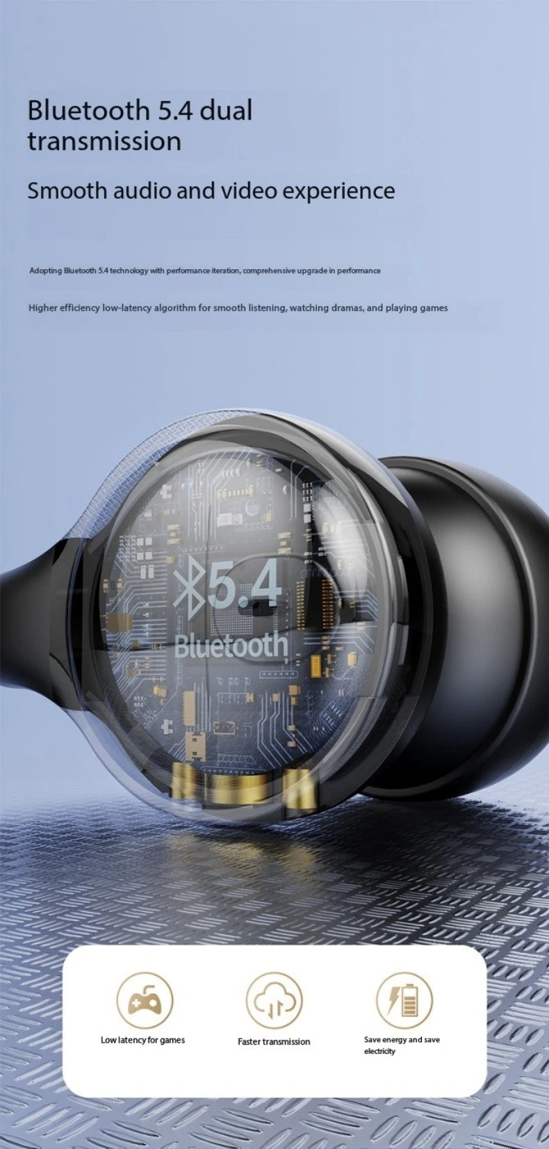 New Mirror Surface Digital Display Soft Silicone Ear Clip Wireless Bluetooth Headphones with Noise Reduction, High-Definition, Lossless for Sports