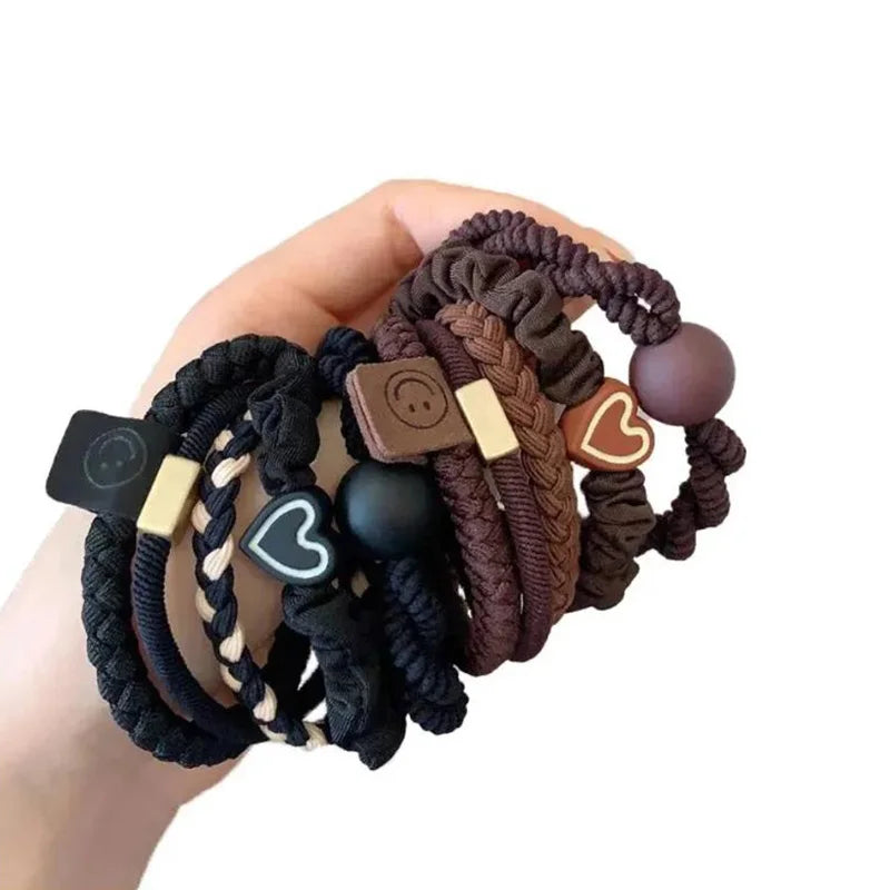 10PCS Women's Hair Ring Set Hair Accessories High Elasticity Leather Band Simple Temperament High Ponytail Durability New Style
