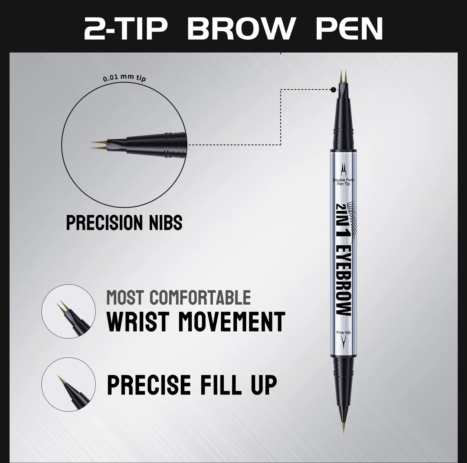 Two-pronged Eyebrow Pencil Waterproof Two-in-one Liquid Eyebrow Pencil Curved Eyebrow Pen With Fork And Precise Brush Tip Makeup