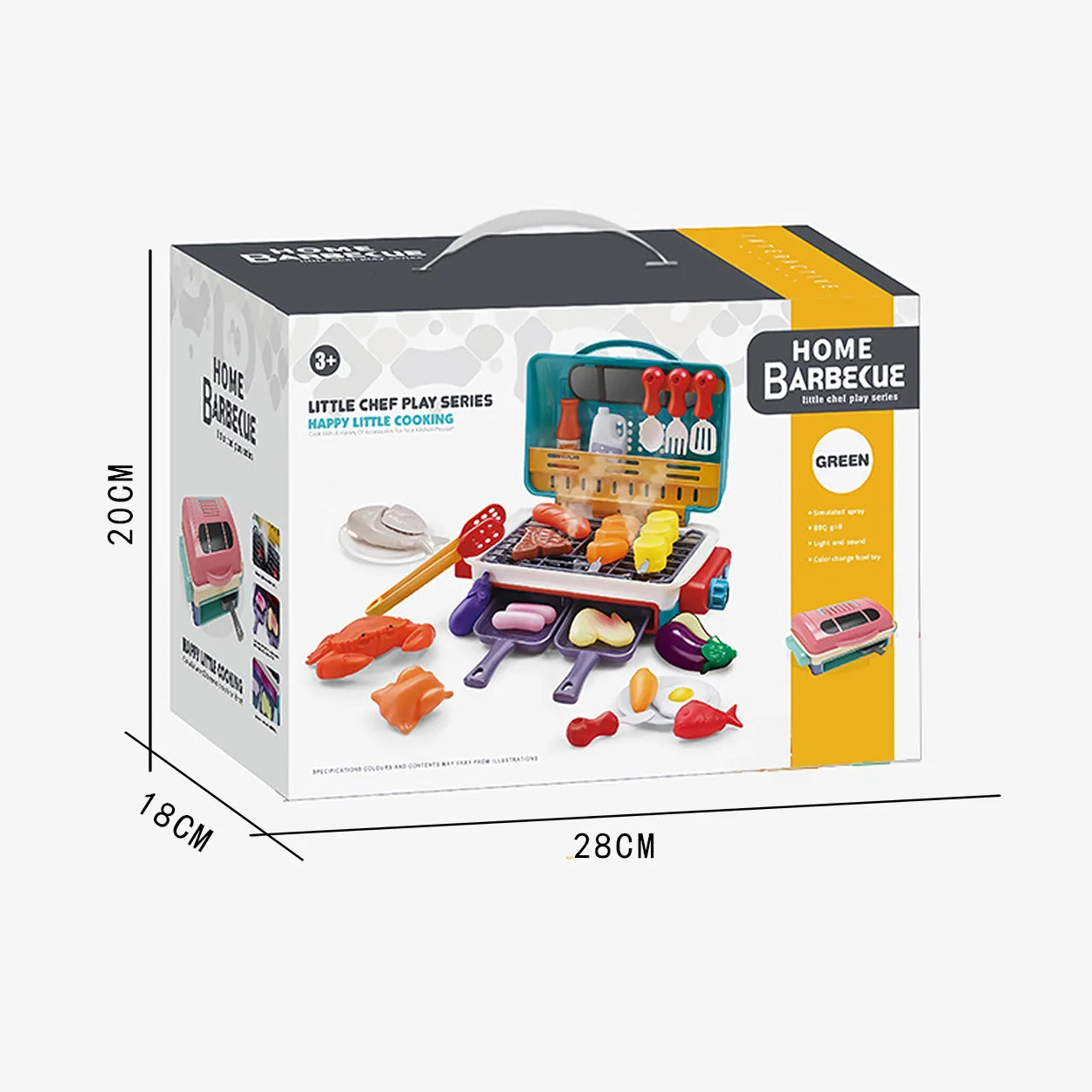 Kids Simulated Barbecue Set with Spray Light and Sound Pretend Play Kitchen Cooking Toy BBQ Educational Toys for Kids Xmas Gifts