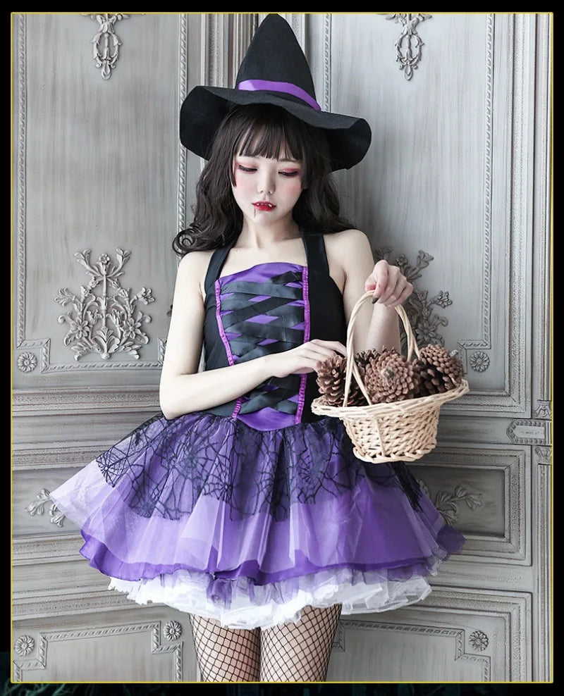 Halloween Costume For Women Witch Cosplay Anime Vampire Makeup Ball Hats Skirts Stockings Adult Witch Costume Adult Cosplay