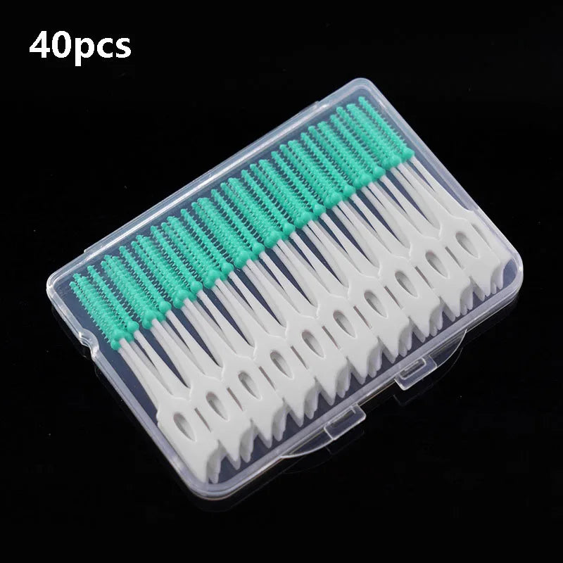 Interdental Silicone Brushes 200 Units Dental Toothpicks Brush Between Teeth   With Thread Oral Cleaning Tools
