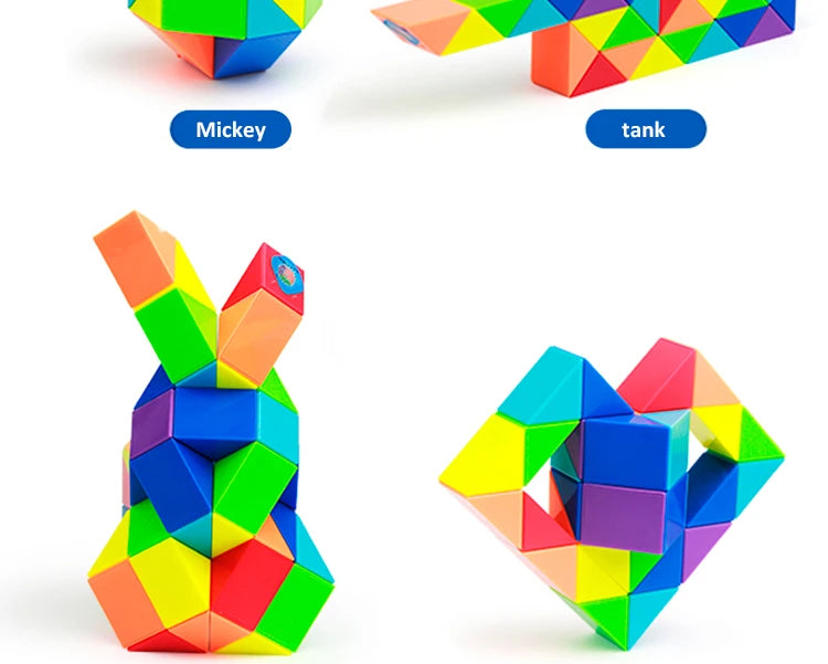 3D Puzzle Fidget Toys Transformable Cube Kid Education Toys Cubo Magico 24-72 Segments Magic Rule Snake Speed Cubes Toys for Kid