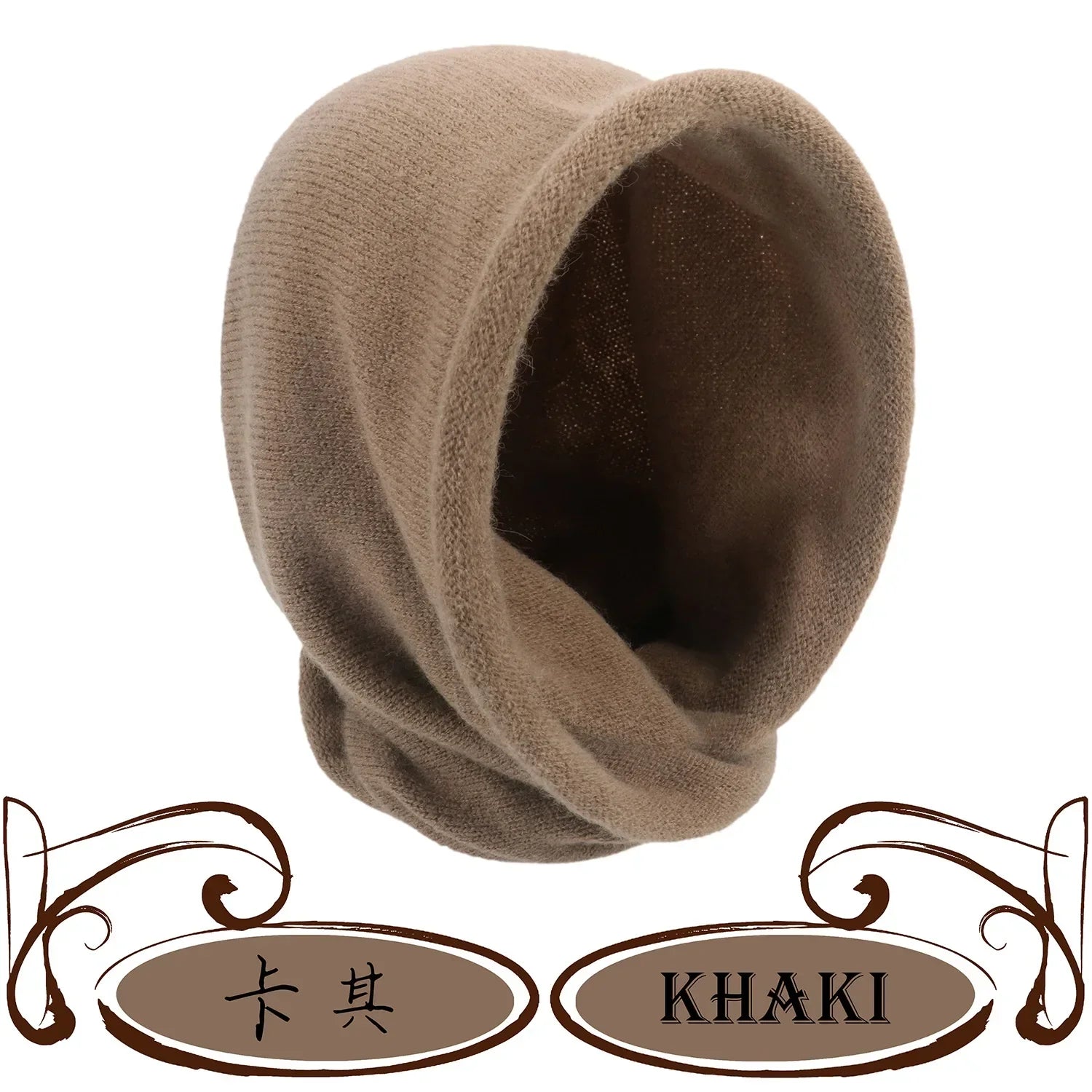 New Winter Balaclava Hat Scarf Combo Women's Fashion Knitted Cap Wrap-around Cashmere Skullies & Beanies