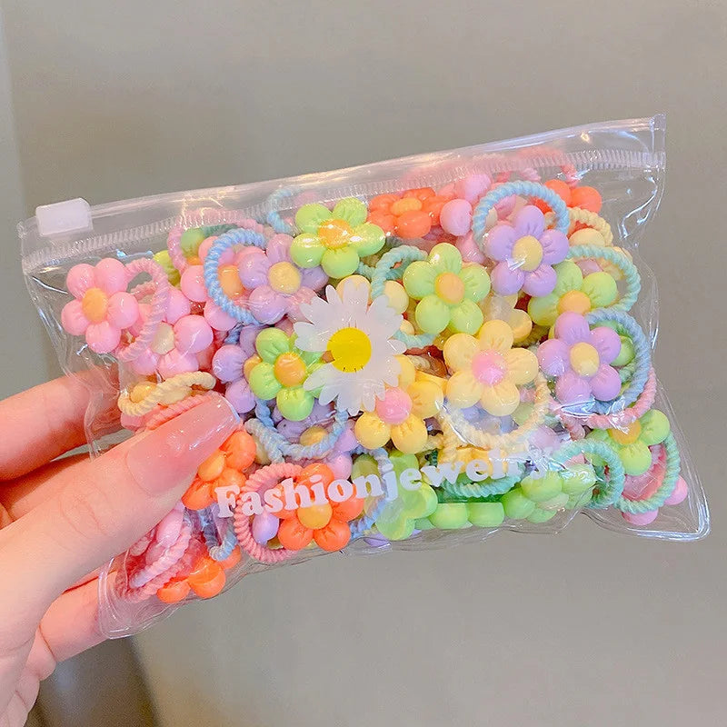 20Pcs/Lot Girls Hair Accessories Small Size Thumbs Elastic Hair Bands Rubber Scrunchies Cartoon Headwear Cute Children Headdress