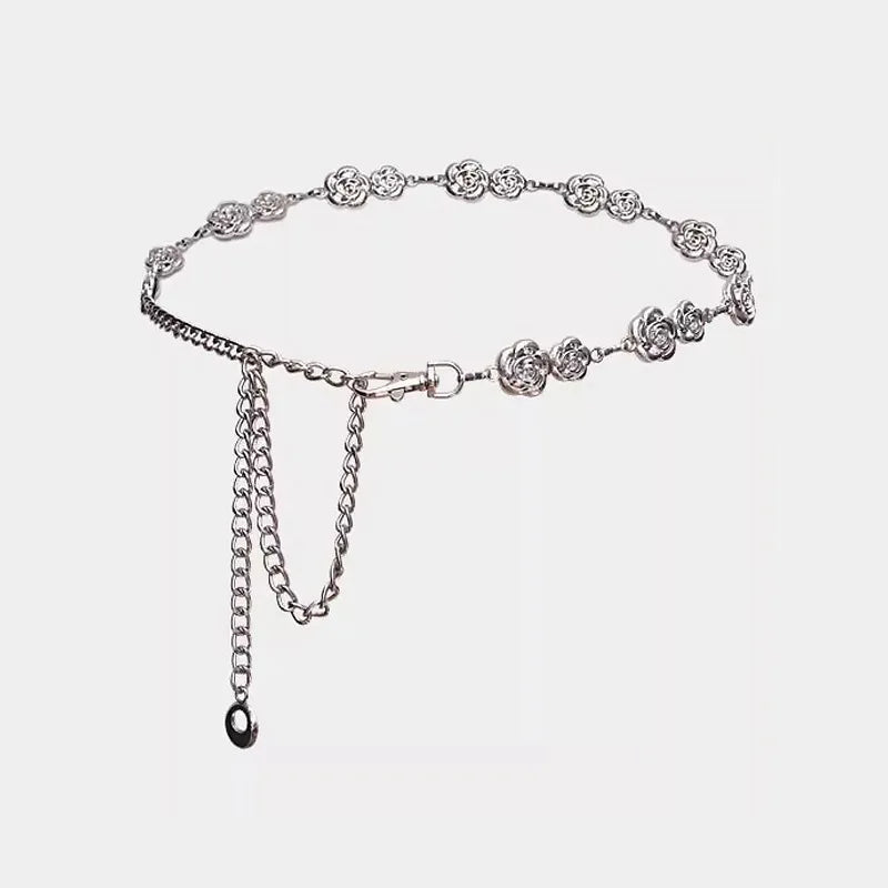 Waist chain accessories for women's metal flower chain versatile belt decorative skirt suit waistband chain