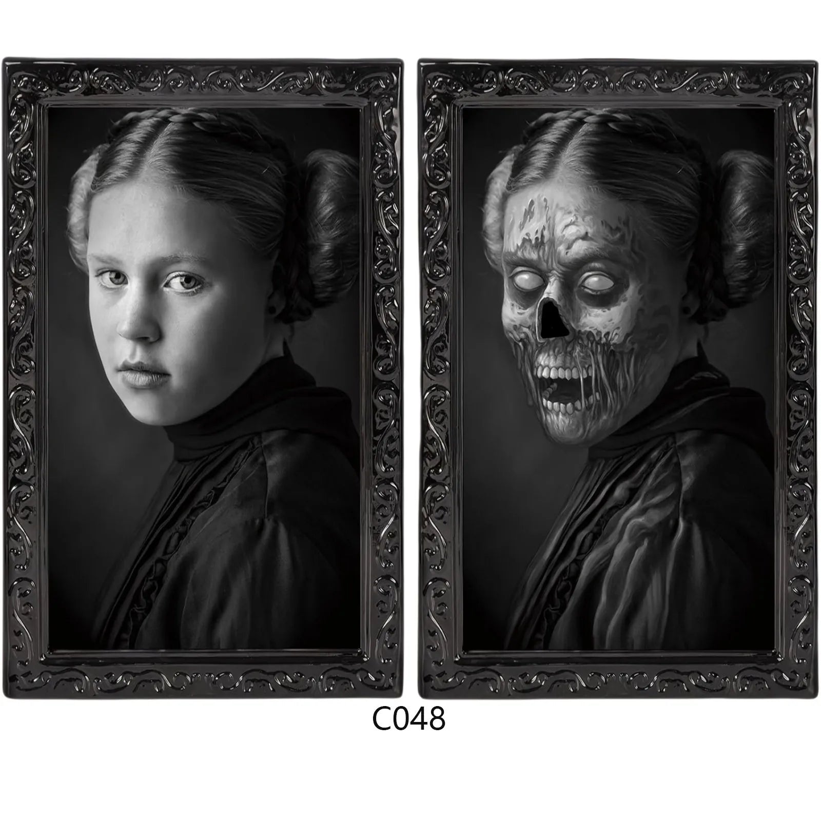 Halloween Scary Wall Decor 3D Changing Face Moving Picture Frames Portrait Gothic Horror Poster Mansion Decoration Party Supply