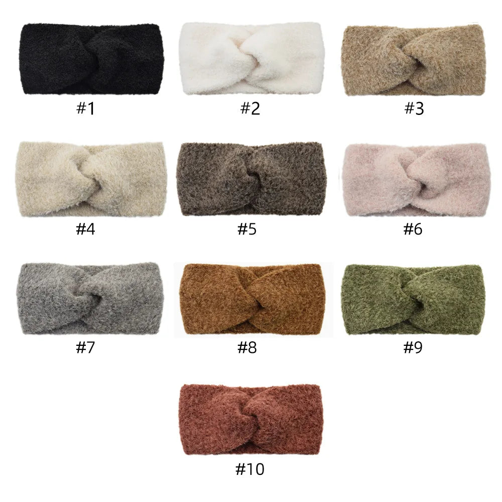 Winter Woolen Headbands Soft Elastic Ear Warmer Cross Headwrap Turban Wide Brim Headwear for Women Girl Fashion Hair Accessories